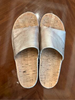 Born Metallic Champagne Slide Sandals